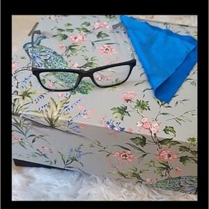 Glasses womens ladies with wipe towel. Light prescription black silver s…